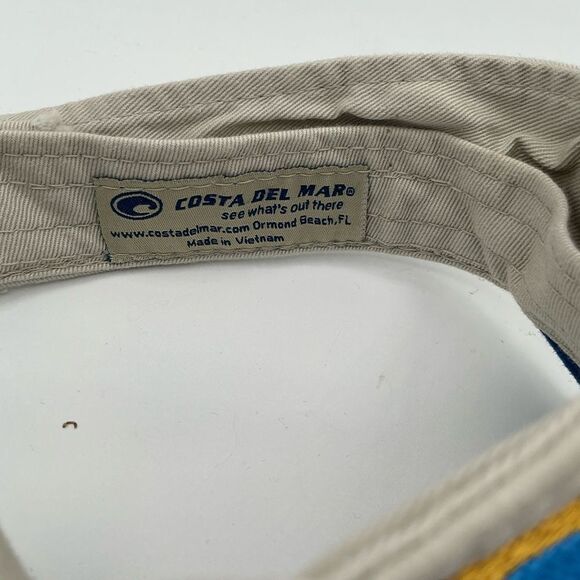 Costa Del Mar Khaki Embroidered Logo 100% Cotton Adjustable Sun Visor Hat Cap - Picture 4 of 4